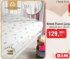 COTTON COLLECTİON BEBEK FLANEL ÇARŞAF 60X120X20 CM